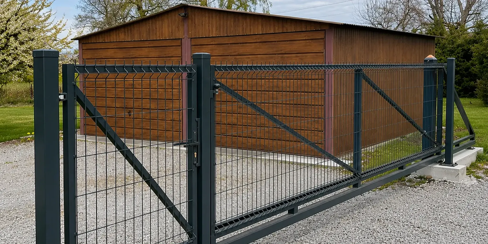 Brama przesuwna panelowa z ogrodzeniem wykonana przez MetaloKreatywni